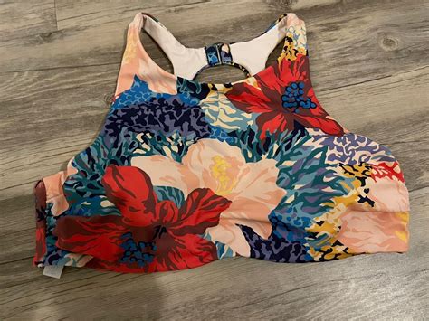 Athleta B C Maldives High Neck Bikini Top Floral Gem