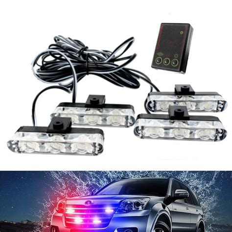 Pcs Led Lights Car Strobe Police Lights Cigaretteer Grill Warning Lamp