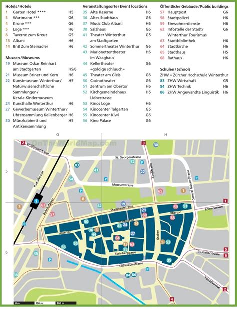 Winterthur hotels and sightseeings map - Ontheworldmap.com