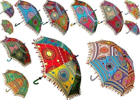 5 PC Lot Indian Wedding Decorative Umbrella Women Cotton Sun Protection