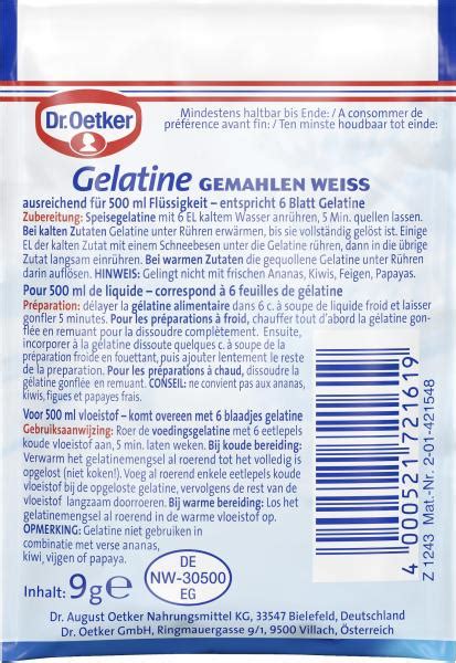 Dr Oetker Gelatine Gold Extra Gemahlen Online Kaufen Bei Mytime De