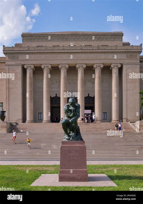 Kansas City Missouri May 29 2023 Wide Angle Of Rodins Thinker At