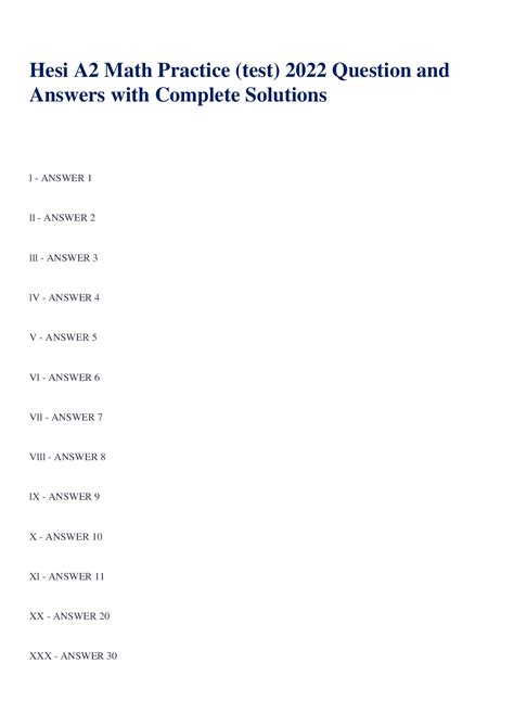 Hesi A Math Practice Test Question And Answers With Complete