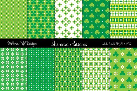 St Patricks Day Shamrock Patterns By Melissa Held Designs Thehungryjpeg