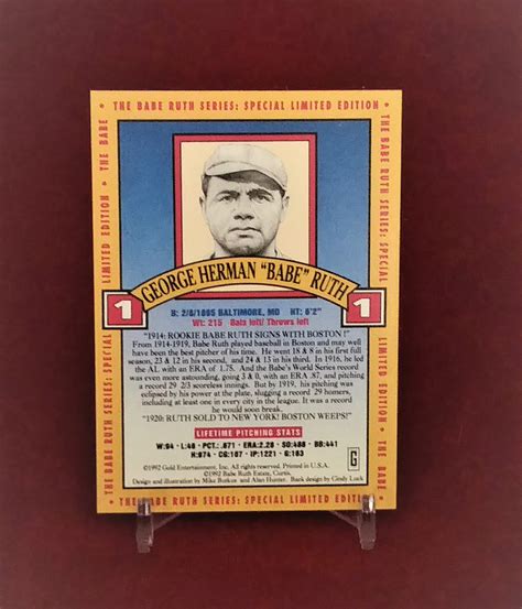 1992 Gold Entertainment Babe Ruth Series Complete 5 Card Set Holograms