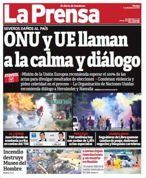 Periódico La Prensa Honduras Periódicos De Honduras Edición De Viernes 1 De Diciembre De