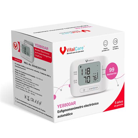 BAUMANÓMETRO DIGITAL DE MUÑECA YE8800AR VitalCare