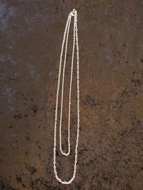 Sarah Coventry Long Layered Chain Necklace Silver Ton Gem