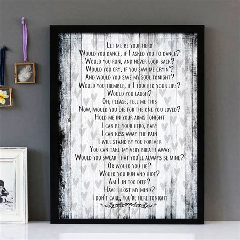 "Hero" - Enrique Iglesias - Framed Lyrics Wall Art