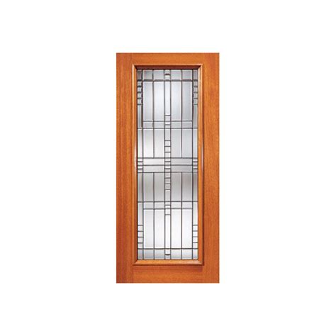 ESWDA 42x80 Exterior Mahogany Contemporary Art Deco Beveled Glass Front