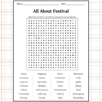 All About Festival Word Search Puzzle Worksheet Activity By Word Search