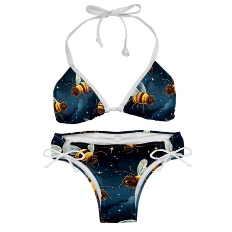 Starry Bees In The Sky Detachable Sponge Adjustable Strap Bikini Set