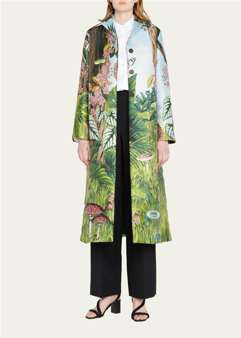 Oscar De La Renta Botanical Forest Jacquard Mid Coat Bergdorf Goodman