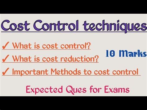 Cost Control Techniques Of Cost Control What Is Cost Reduction