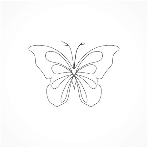 Dibujo Continuo De Una L Nea De Mariposa Vector Premium