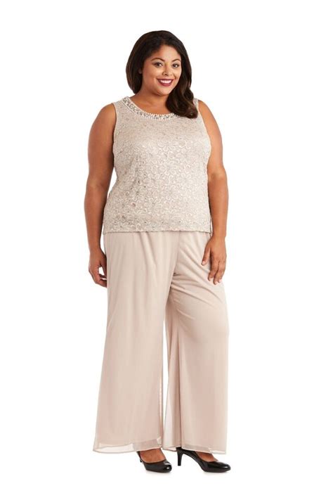 Randm Richards Women S Plus Size Beaded Neck 3 Piece Long Pant Set Ebay