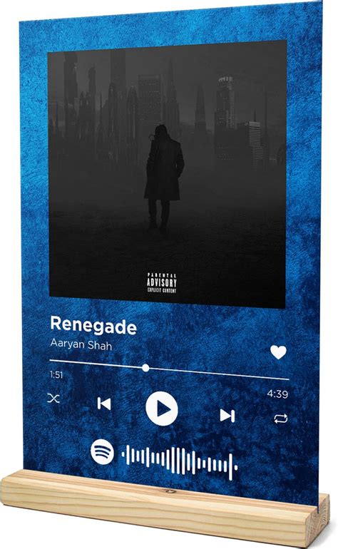 Songr Spotify Muziek Bordje Renegade Aaryan Shah 20x30 Blauw