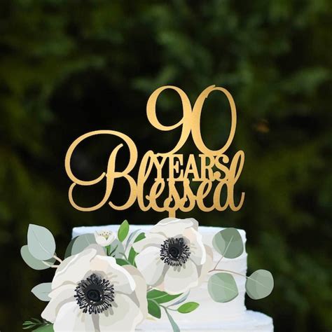 Round 90th Birthday Cake Topper Etsy