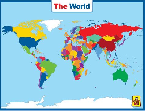 Laminated World Map Poster Ideal For Home Or Classroom Use 18 X 24