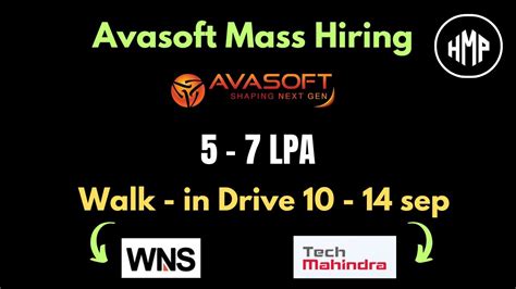 Avasoft Hiring Tech Mahindra Walk In Interview