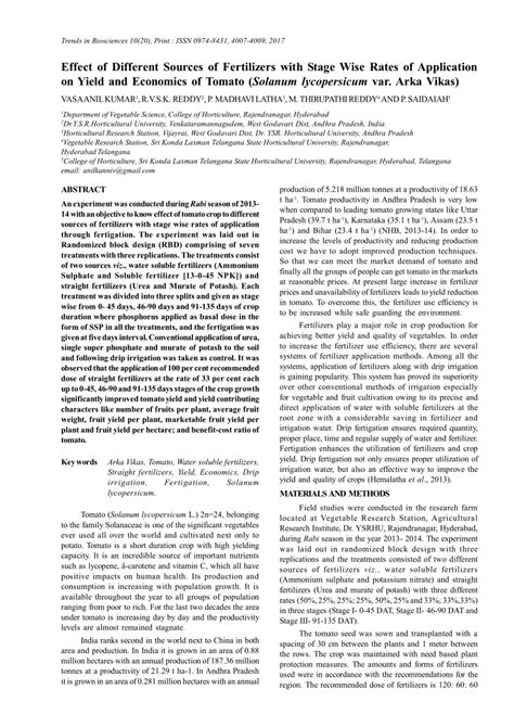 Pdf Effect Of Different Sources Of Fertilizers With Stage Wise Rates