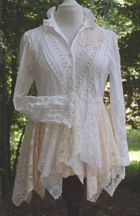 Victorian Tattered Lace Blouse White Cotton By Gallimaufryclothing