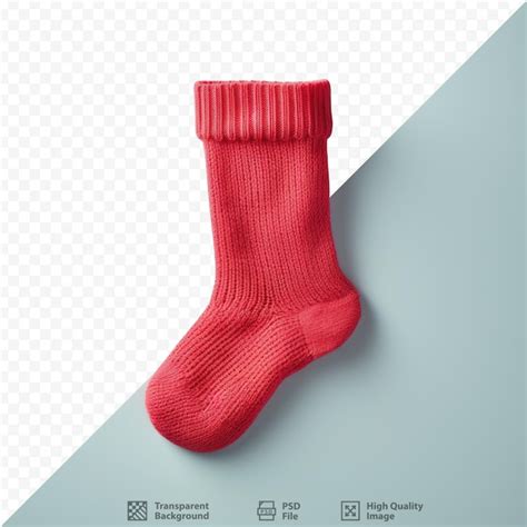 Premium PSD Red Sock Resting On Transparent Background Surface