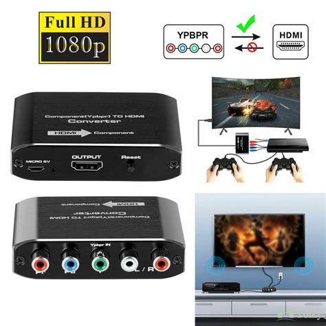 YPbPr RGB R L to HDMI Conversor Suporta 4k Adaptador de Vídeo Audio