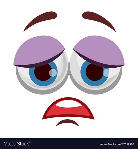 Comic upset face expression Royalty Free Vector Image