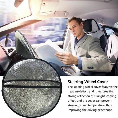 Car Steering Wheel Sun Shade Cover Blocks Heat Sunscreen Sunshades 2024