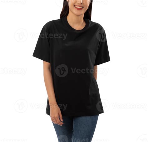 Young Woman In Black Oversize T Shirt Mockup Cutout Png File 12487219 Png