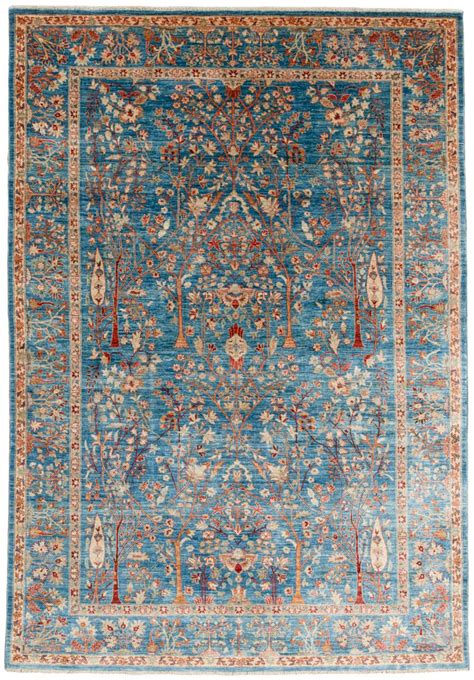 Super Fine Blue Garden Vegetable Dyed Wool Rug - Kebabian's Rugs