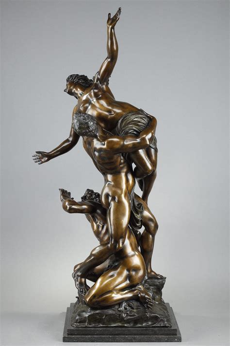 Very Large Bronze Abduction Of A Sabine Woman After Giambologna 19th