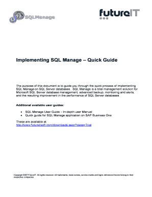 Fillable Online Implementing Sql Manage Quick Guide Fax Email Print