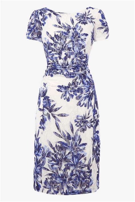 Short Sleeve Floral Lace Dress In Blue Roman Originals Uk