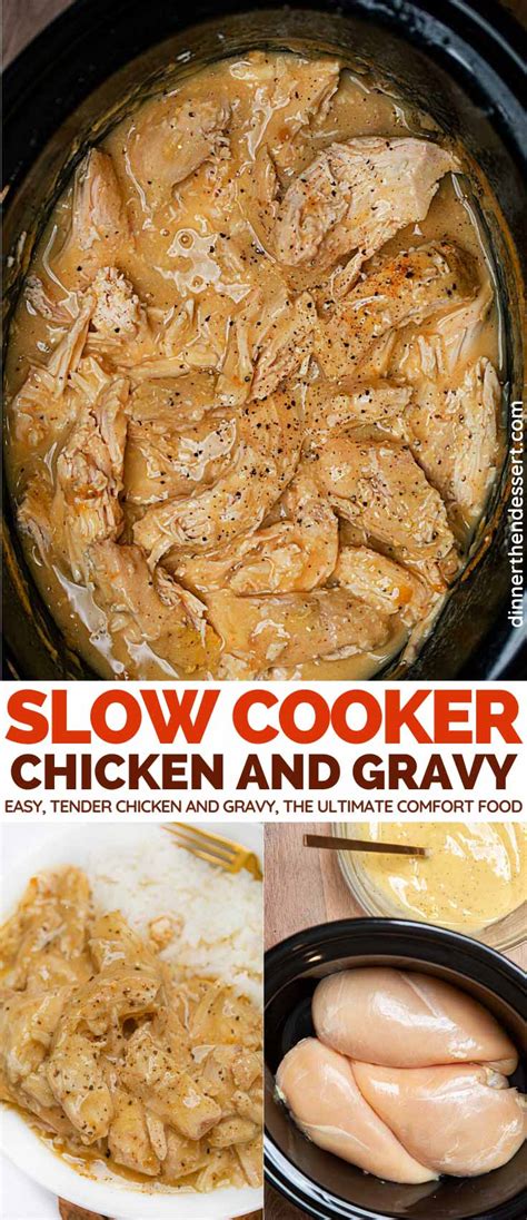 Slow Cooker Chicken And Gravy Recipe Video Dinner Then Dessert