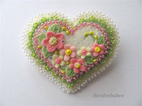 Felt Heart Pin Heart Pin Heart Brooch By Beedeebabee On Etsy Wool