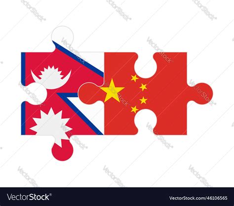 Puzzle of flags of nepal and china Royalty Free Vector Image