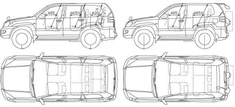 2005 Toyota Land Cruiser Prado Suv Blueprints Free Outlines