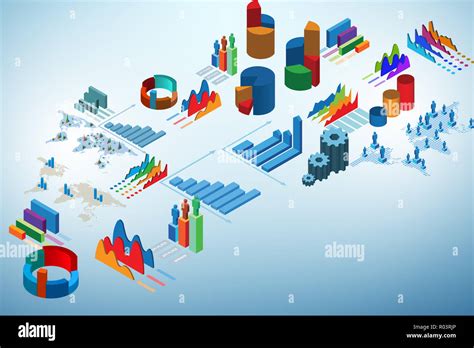 Various Charts And Graphs 3d Rendering Stock Photo Alamy