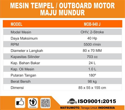 MOB 940 J OUTBOARD JEST SERIES MESIN TEMPEL OUTBOARD MOTOR MAJU