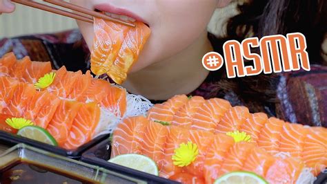 Asmr Mukbang Salmon Sashimi Soft Squishy Gulping Eating Sounds 食べる 咀嚼音