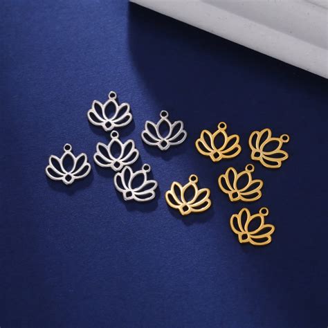 Eueavan St Cke Mini Lotus Edelstahl Charms Gro Handel Halskette