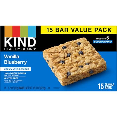 KIND Gluten Free Healthy Grains Oat Granola Bars Vanilla Blueberry