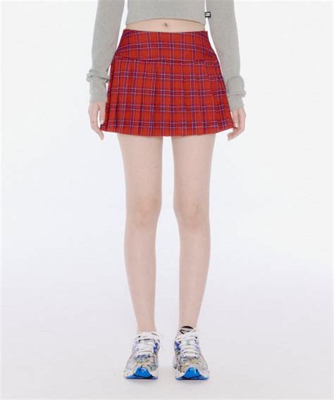 MUSINSA YOUHEE PLEATS SKIRT RED