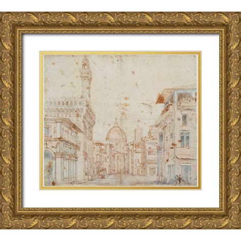 Peruzzi Baldassare 17x15 Gold Ornate Wood Framed With Double Matting