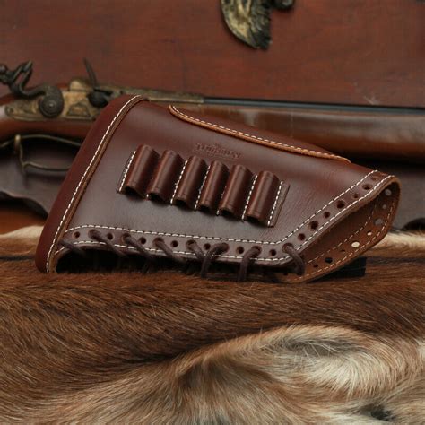 Tourbon Leather Recoil Pad Rifle Cheek Rest Riser Gun Ammo Holder Stock