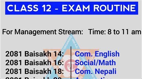 NEB Class 12 Exam Routine 2081 NEB Exam Routine Grade 12 Exam