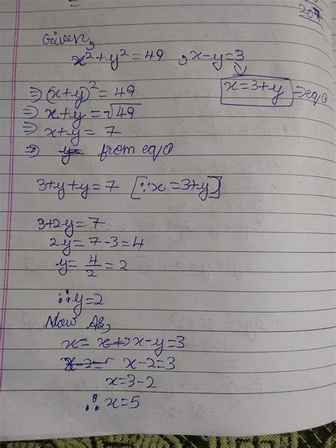 If X2 Y2 49and X Y 3 Then Find The Value Of X3 Y3