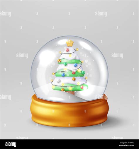 3d Glass Christmas Snow Globe With Tree Stock Vector Image And Art Alamy